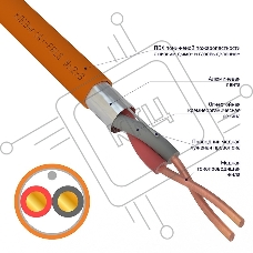 Кабель огнестойкий REXANT КПСЭнг(А)-FRLS 1x2x0,20 мм², бухта 200 м