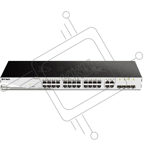 Коммутатор D-Link DGS-1210-28/FL1A, L2 Managed Switch with 24 10/100/1000Base-T ports and 4 100/1000Base-T/SFP combo-ports.8K Mac address, 802.3x Flow Control, 256 of 802.1Q VLAN, VID range 1-4094, 802.1p Prior