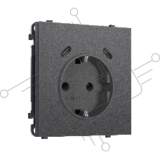 Комплект механизма электрической розетки SIGMA Антрацит серый 2USB С+C 20W (быст. зар.) с/з с/ш 16A-250V QUANT PRO (SP6605, PR165)