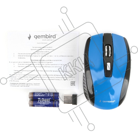 Мышь беспроводная Gembird MUSW-330-1, 2.4ГГц, синий