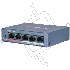 Коммутатор Hikvision DS-3E0105P-E/M(B) 4 RJ45 100M PoE с грозозащитой 6кВ; 1 Uplink порт 100М Ethernet: бюджет PoE 35Вт; поддерживают режим передачи до 250м; таблица MAC адресов на 1000 записей;