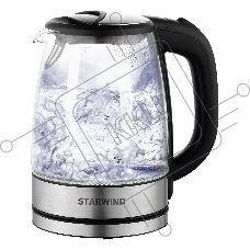 Чайник электрический Starwind SKG5210 1.7л. 2200Вт черный/серебристый (корпус: стекло)