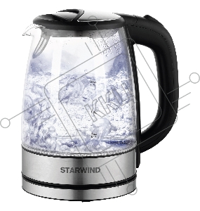Чайник электрический Starwind SKG5210 1.7л. 2200Вт черный/серебристый (корпус: стекло)