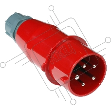 Вилка Lanmaster LAN-IEC-309-32A3P/M трехфазная папа 32A 380V разборная красная