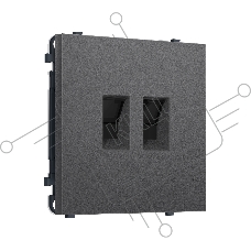 Комплект механизма компьютерной двойной розетки SIGMA Антрацит серый RJ-45 (8P8C) CAT6 с/ш QUANT PRO (SP6621, PR189)
