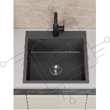 Мойка кухонная из нержавеющей стали BAUEDGE SOUL КТ5050В NANO BLACK, сифон EASY CLEAN в комплекте.