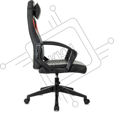 Кресло игровое Zombie 50 черный/красный эко.кожа крестов. пластик