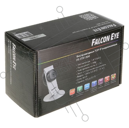 Видеокамера IP Falcon Eye FE-ITR1300 FE-ITR1300  P2P Wi-Fi IP видеокамера;Объектив 3,6мм;Матрица 1/4 CMOS; Разрешение 1280*720 пикс.; Чувствительность 0,1 Люкс; ИК-подсветка до 10 м.Двухстороняя аудиосвязь