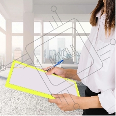 Папка на резинке Бюрократ Double Neon DNE510YEL A4, пластик, корешок 30мм, 0.5мм, желтый