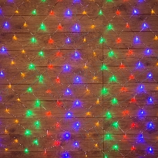 Новогодние светоукрашения Гирлянда - сеть 1,8х1,5м, прозрачный ПВХ, 180 LED Мультиколор [215-139]