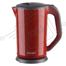 Чайник электрический Galaxy GL 0318, красный, пластик, 2000 Вт, 1,7 л