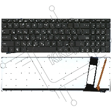 Клавиатура для ноутбука Asus N56 N56V черная с белой подсветкой