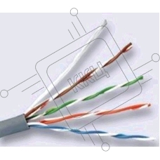 Кабель сетевой HQ Solid Cu 4 pair 0.42mm cat5E 305м серый (43648)