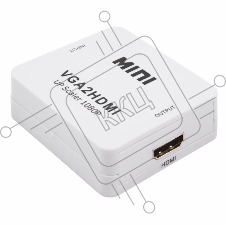 Конвертер VGA + Стерео 3,5 мм на HDMI, пластик, белый  REXANT