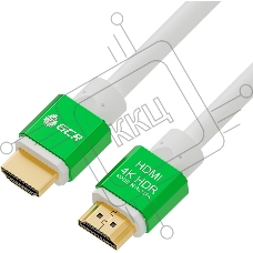Кабель Greenconnect 2.0m HDMI версия 2.0, HDR 4:2:2, Ultra HD, 4K 60 fps 60Hz/5K*30Hz, 3D, AUDIO, 18.0 Гбит/с, 28/28 AWG, OD7.3mm, тройной экран, белый, AL корпус зеленый, GCR-51294 Greenconnect Кабель 2.0m HDMI версия 2.0, HDR 4:2:2, Ultra HD, 4K 60 fps 