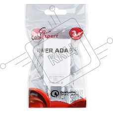 Адаптер питания Cablexpert MP3A-PC-16, QC 3.0, 100/220V - 1 USB порт 5/9/12V, белый