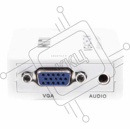 Конвертер VGA + Стерео 3,5 мм на HDMI, пластик, белый  REXANT