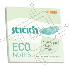 Блок самоклеящийся бумажный Stick`n ECO 21748 76x76мм 100лист. 60г/м2 пастель зеленый