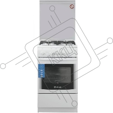 Плита Газовая De Luxe 506040.14г (кр) ЧР белый (стеклянная крышка) реш.чугун