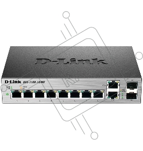 Коммутатор D-Link DGS-1100-10/ME/A2A Управляемый коммутатор 2-го уровня с 8 портами 10/100/1000Base-T и 2 комбо-портами 100/1000Base-T/SFP