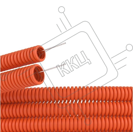 Труба гофрированная ПНД d25мм тяжелая c протяж. оранж. (уп.50м) ДКС 71525