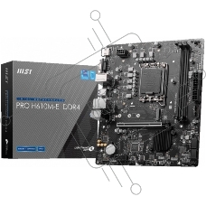 Материнская плата MSI PRO H610M-E DDR4, LGA 1700, Intel H610, 2xDDR4, 4xSATA, 1xM.2, 1xPCIe 4.0 x16, 1xPCIe 4.0 x1, 1xHDMI, 1xVGA, 1xRJ45 1Gb, 2xUSB-A 3.2 Gen 1, 4xUSB-A 2.0, 3x3.5мм, 7.1, mATX