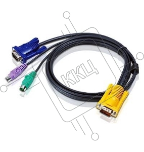 Кабель ATEN KVM Cable 2L-5203P Кабель для KVM: 2*PS/2(m)+DB15(m) (PC) -на- SPHD15(m) (KVM), 3м