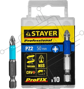 Бита STAYER PROFESSIONAL 26223-2-50-10_z01  ProFix E 1/4'' № 2 L=50мм 10шт