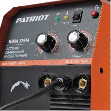 Полуавтомат сварочный инверторный PATRIOT WMA 175M MIG/MAG/MMA, полуавтоматическая сварка в среде газа (MIG/MAG) стальной и флюсовой проволокой 0.6/0.8 мм, сварка электродом (MMA) до 4мм, сварочный ток в режиме MIG: 40-170А; сварочный ток в режиме MMA: 40