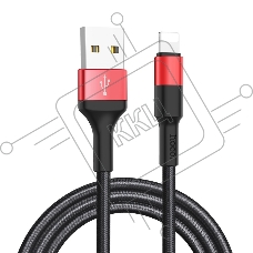 Кабель USB 2.0 hoco X26, AM/Lightning M, черно-красный, 1м