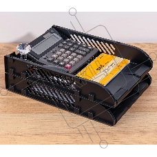 Лоток горизонтальный Deli E9212 сборный для бумаг 325x241x155мм черный, пластик (упаковка: 2шт), пластиковый пакет
