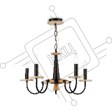 Светильник Ambrella light TR9593/5 BK/LW черный/светлое дерево E14/5 max 40W D555*660