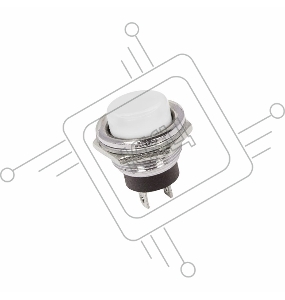 Выключатель-кнопка  металл 250V 2А (2с) (ON)-OFF  Ø16.2  белая  REXANT