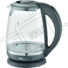 Чайник электрический Willmark WEK-2005G (2.0л, пов. 360 град., LED-подсв., стекло, 2200Вт)Серый