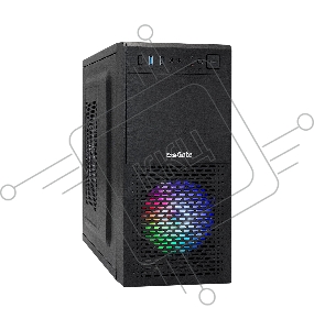 Корпус Minitower ExeGate mEVO-7807-XP400 (mATX, БП XP400 с вент. 12см, 1*USB+1*USB3.0, черный, 1 вент. 12см с RGB подсветкой)