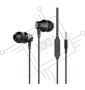 Наушники вакуумные AUX разъём с МК без рег.громкости длина 1.1м More Choice G26 (Purple)