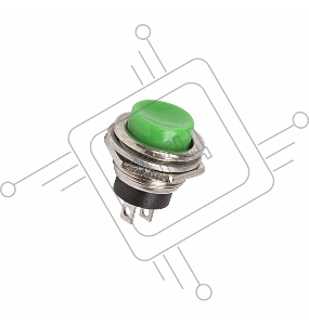 Выключатель-кнопка  металл 250V 2А (2с) (ON)-OFF  Ø16.2  зеленая  REXANT