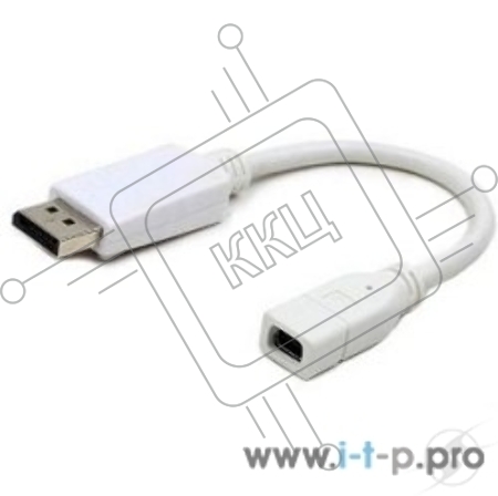 Переходник miniDisplayPort - DisplayPort, Cablexpert A-mDPF-DPM-001-W, 20F/20M, длина 16см, белый, пакет
