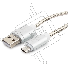 Кабель USB 2.0 Cablexpert CC-G-mUSB02S-1M, AM/microB, серия Gold, длина 1м, серебро, блистер
