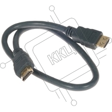 Кабель HDMI CP-HM-HM-0.5M Wize, 0.5 м, v.2.0, K-Lock, soft cable, 19M/19M, позол.разъемы, экран, темно-серый, пакет