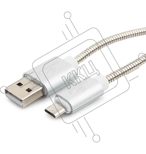 Кабель USB 2.0 Cablexpert CC-G-mUSB02S-1.8M, AM/microB, серия Gold, длина 1.8м, серебро, блистер