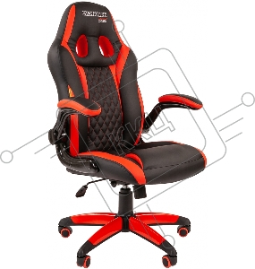 Игровое кресло Chairman game 15 чёрный/красный (экокожа, регулируемый угол наклона, механизм качания)