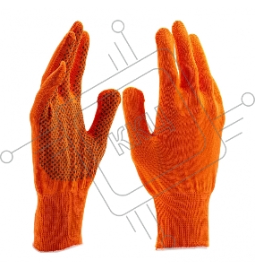 Перчатки из синтетической нити, ПВХ точка, 13 класс, оранжевые, XL// Россия