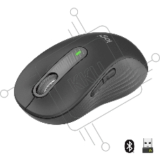 Мышь беспроводная Logitech Signature M650 L графитовый, 4000 dpi, радиоканал, Bluetooth, USB, кнопки - 5