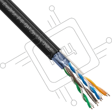 Кабель ExeGate Special FUTP4-C5e-CCA-S24-SW-OUT-PE-BK-305 FTP 4 пары кат.5e CCA, 0.5мм (24AWG), экран, внешн., с тросом, 305м, черн., PE