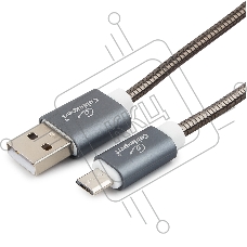 Кабель USB 2.0 Cablexpert CC-G-mUSB02Gy-1M, AM/microB, серия Gold, длина 1м, титан, блистер
