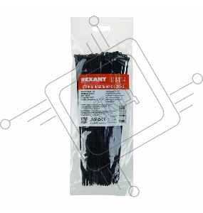 Хомут-стяжка кабельная нейлоновая REXANT 200 x2,5 мм, черная, упаковка 100 шт.