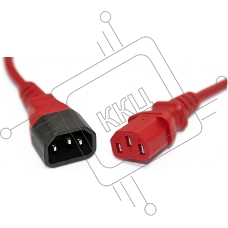 Шнур для блока питания Hyperline PWC-IEC13-IEC14, IEC 320 C13, вилка C14, 5 м, 10А, провода 3 х 1,0 кв. мм, цвет: красный