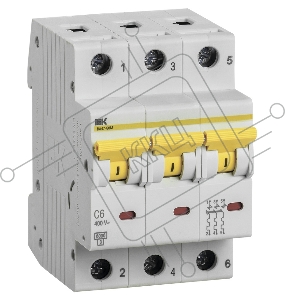 Выключатель автоматический трехполюсный ВА47-60M 3Р 6А 6кА С | MVA31-3-006-C | IEK