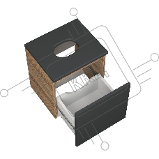 Тумба Bau Dream Blackwood 35 с ящиком, графит, раковина 24х24, смеситель для раковины высокий, выпуск клик клак, хром